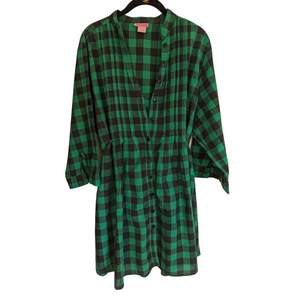 She's Cool Women's 3X Green Plaid Belted Shirt Dress Casual Day Dress Tie Waist - Picture 10 of 16
